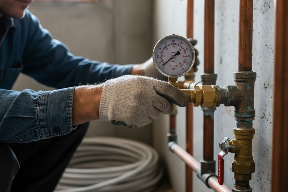 Pressure testing a repaired line during Water Line Repair in Goldfield